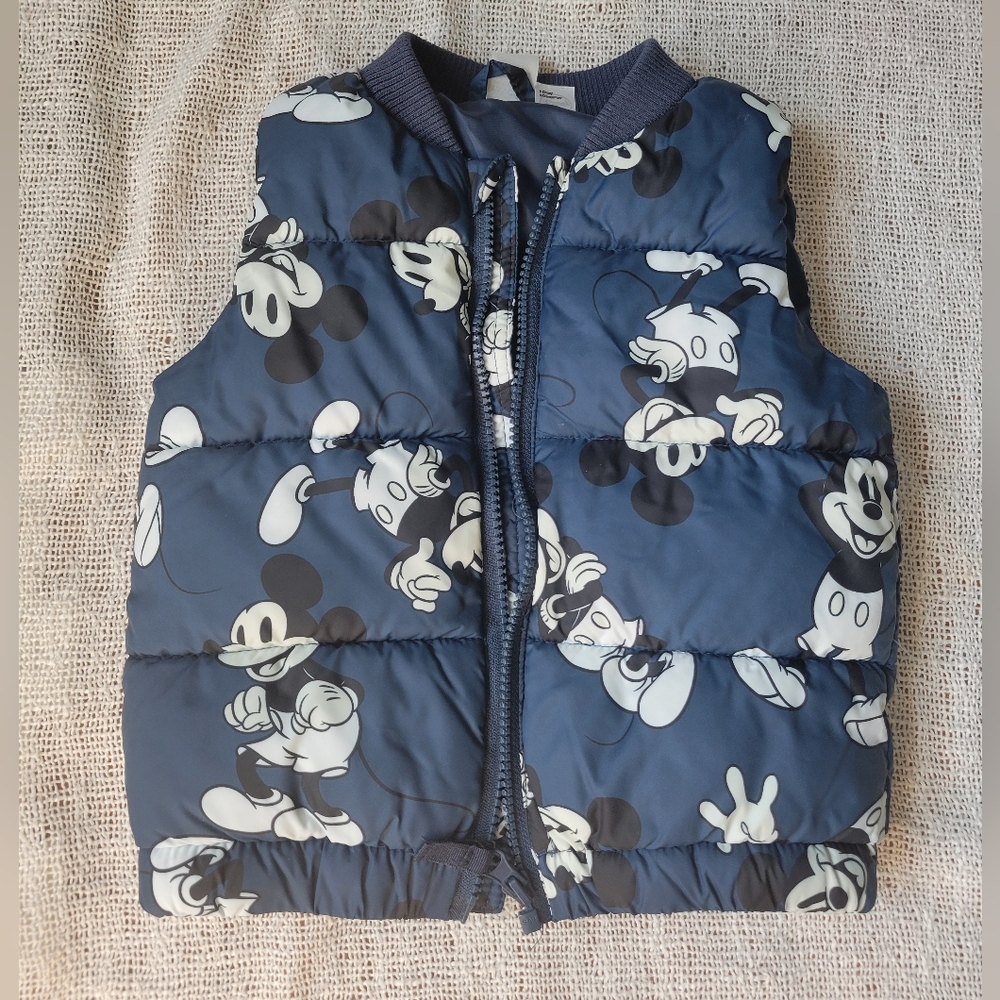 H&M Navy Blue Mickey Mouse Puffer Vest